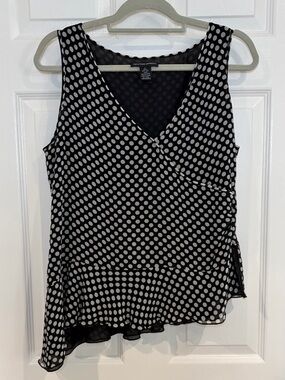 Spenser Jeremy Silk Black White Polka Dot Sleeveless Camisole Blouse Women L